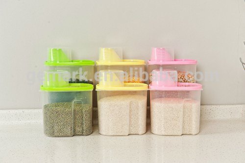 Plastic dry foods storage box with measuring cup plastic food box food storage box