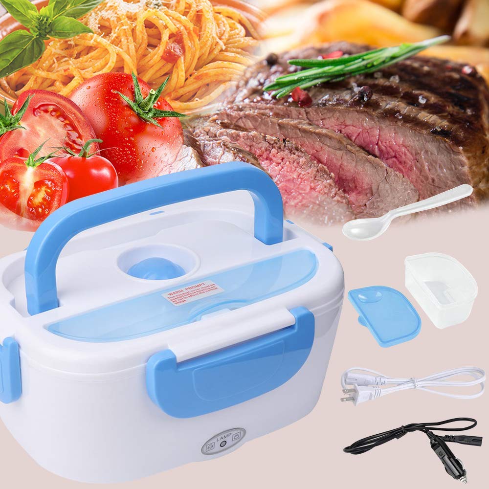 Electric Lunch Box Portable Food Heater Dual Use with Removable Stainless Steel 304 Container & PP Removable Container