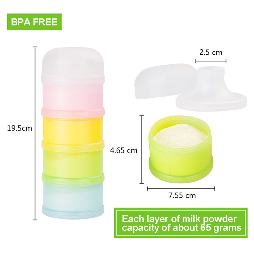 Formula Dispenser Twist-Lock Stackable On-the-Go BPA Free Milk Powder Dispenser & Snack Storage Container - 4 feeds
