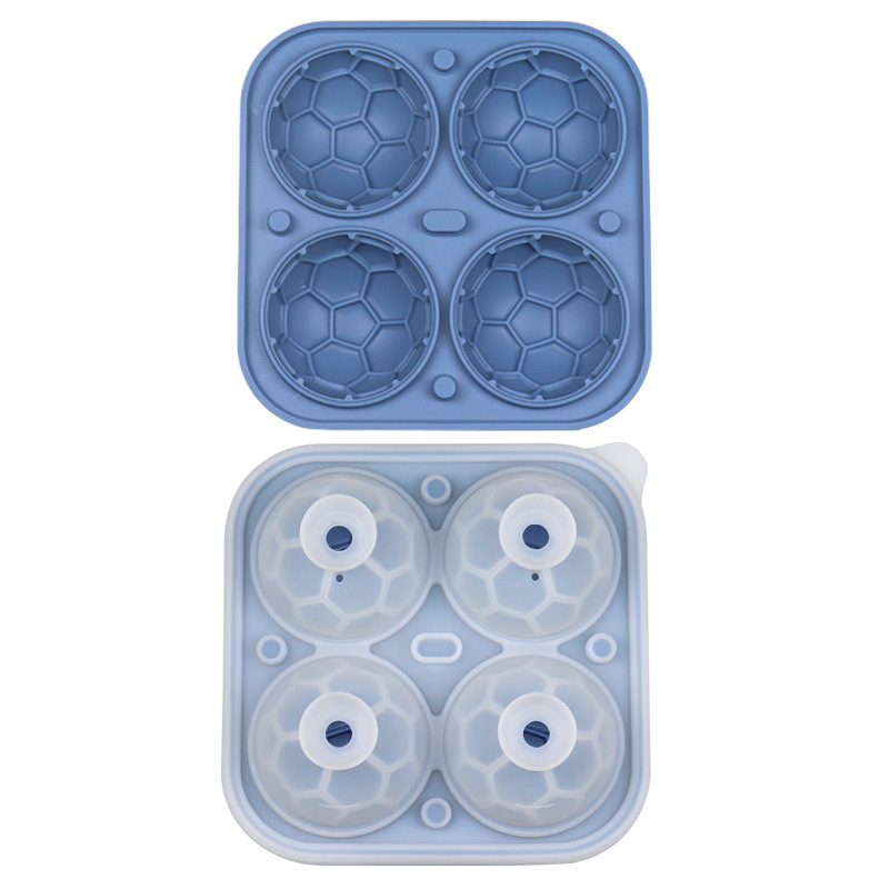 Football Basketball Rugby Shape Ice Cube Mold Reusable Silicone Flexible Ice Cube Tray With Funnel Ice Ball Maker