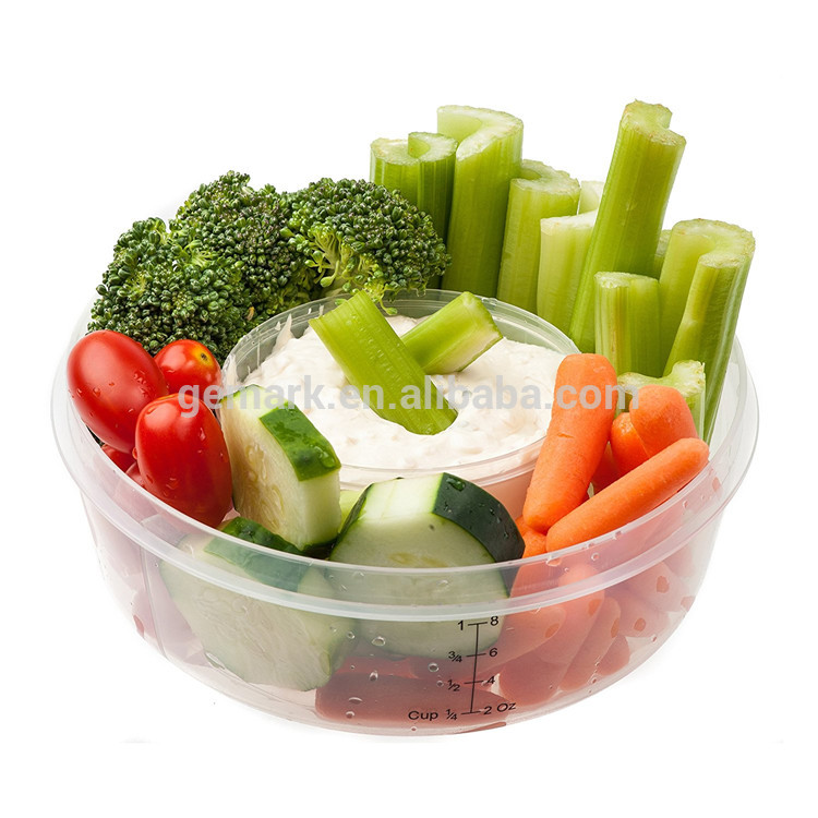 Food safe Plastic Salad Bowl for Fruit and Veggie with Removable Ice Pack