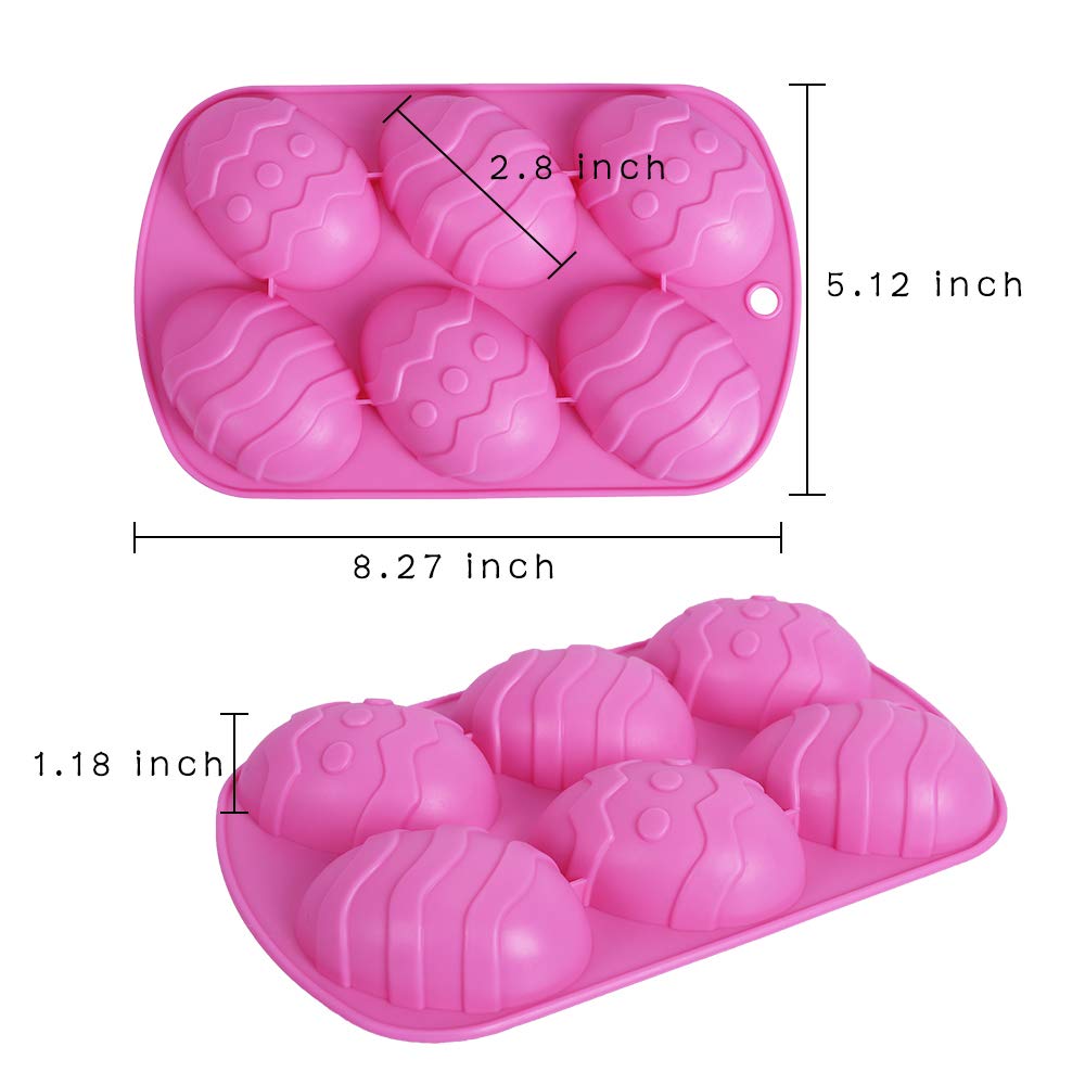 6 Even Easter Egg Shaped Silicone Bakeware 6-Cavity Easter Egg Silicone Cake Baking Mold