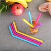 Colorful Silicone Straws Reusable Straw 4 Bent Or 4 Straight Straws With 1 Cleaning Brush