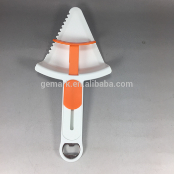 Plastic pizza pie cutter serving knife with bottle opener