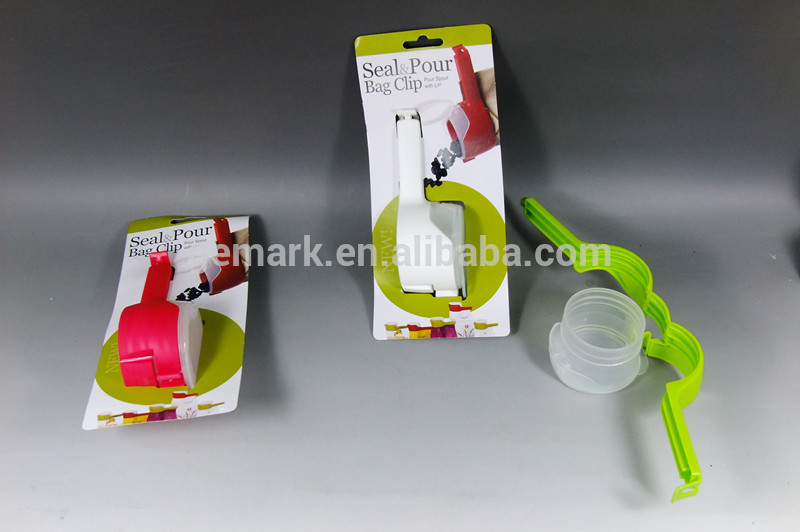 Plastic coffee Bag clip with measuring cup seal & pour bag clip