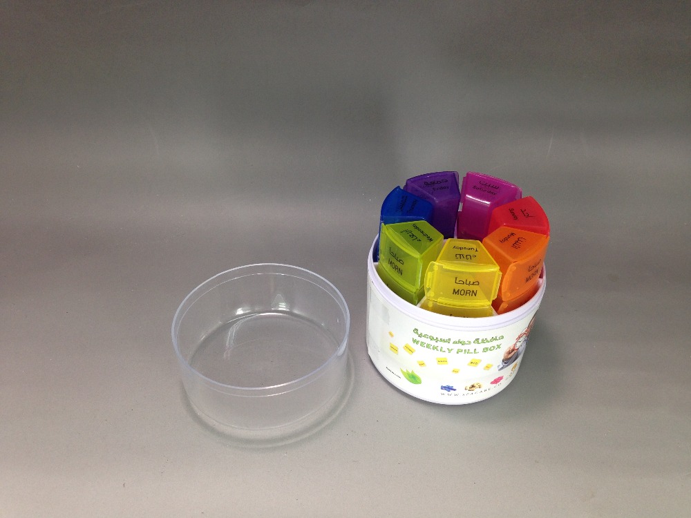 7 day pill box pill organizer in a cylinder weekly one week Pill Container