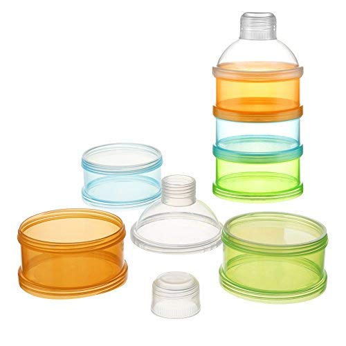 BPA Free Baby Milk Powder Non Spill Smart Stackable Containers with 4 Compartments Baby Feeding Travel Storage Case