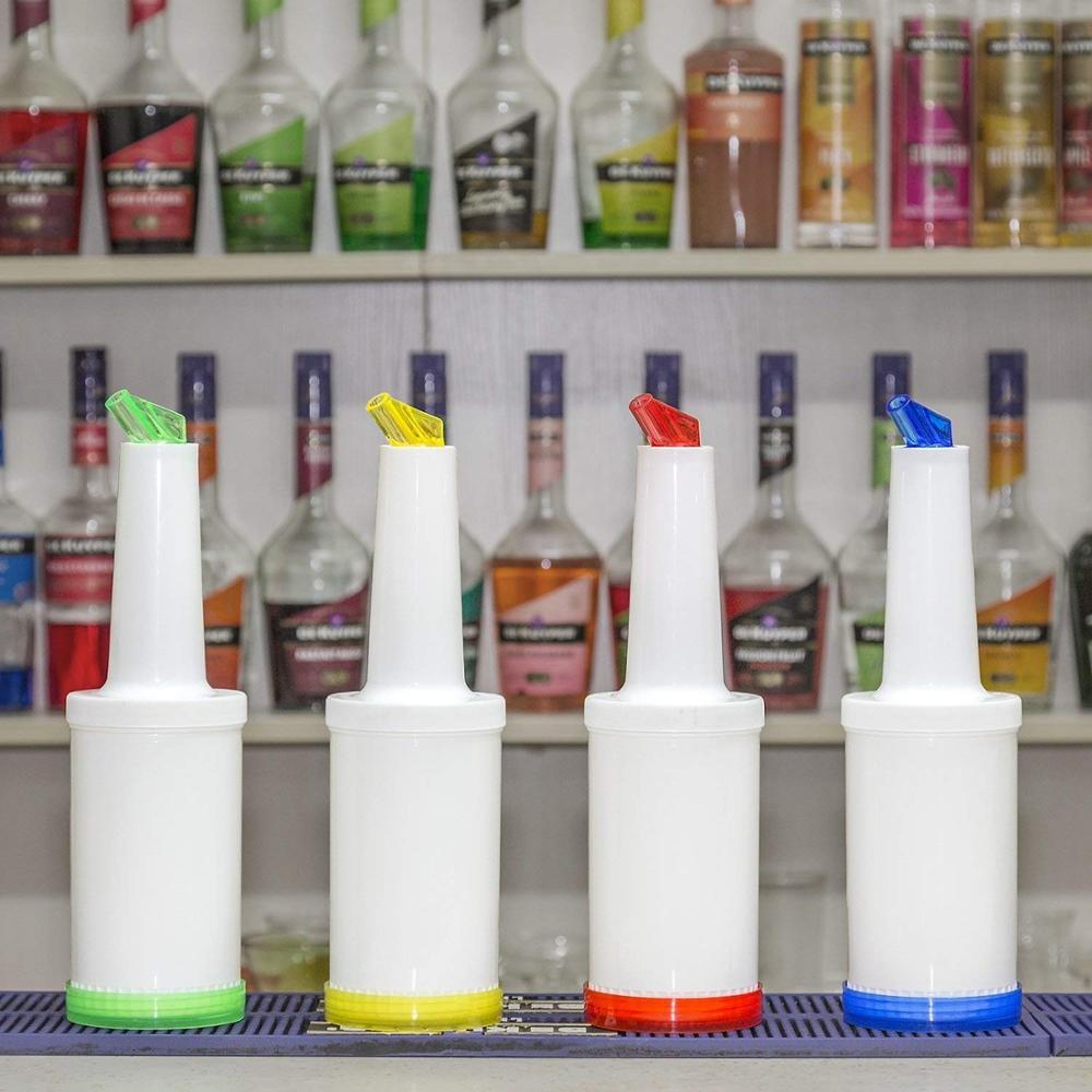 Colorful Juice Pouring Spout Bottle Containers Plastic Barware by Cocktailor Fruit Juice & Liquor Bar Pour Bottles