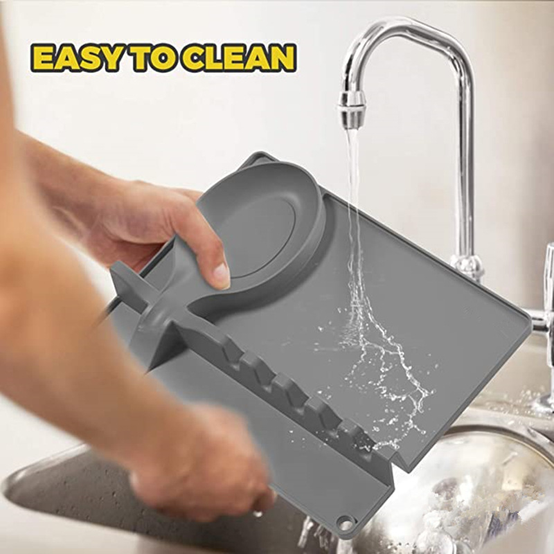 Upgraded Utensil Rest Silicone Spoon Rest 2 in 1 Larger Size Silicone Spoon Holder for Stove Top