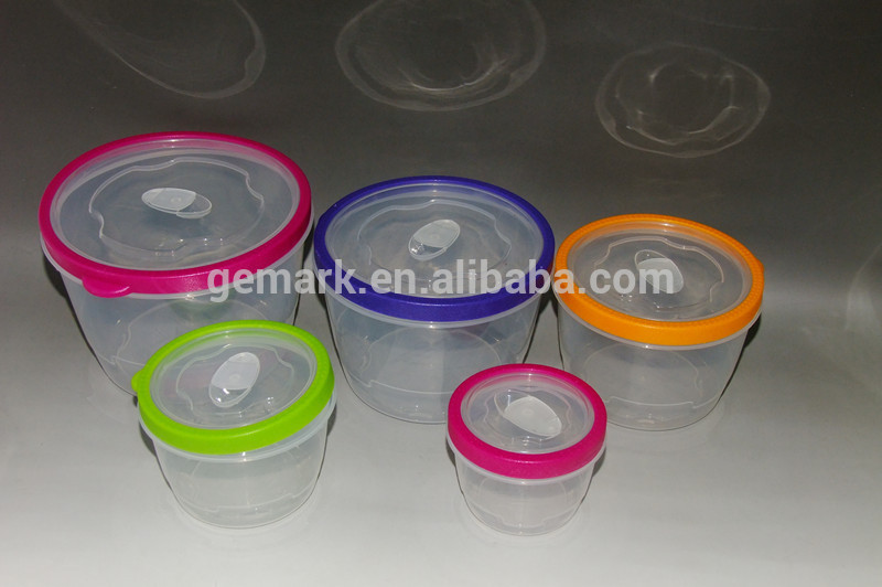 Airtight food container set of 5 with colorful lid