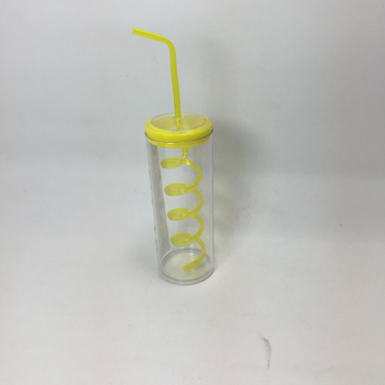 Water Bottle with Spiral Straw for Travel